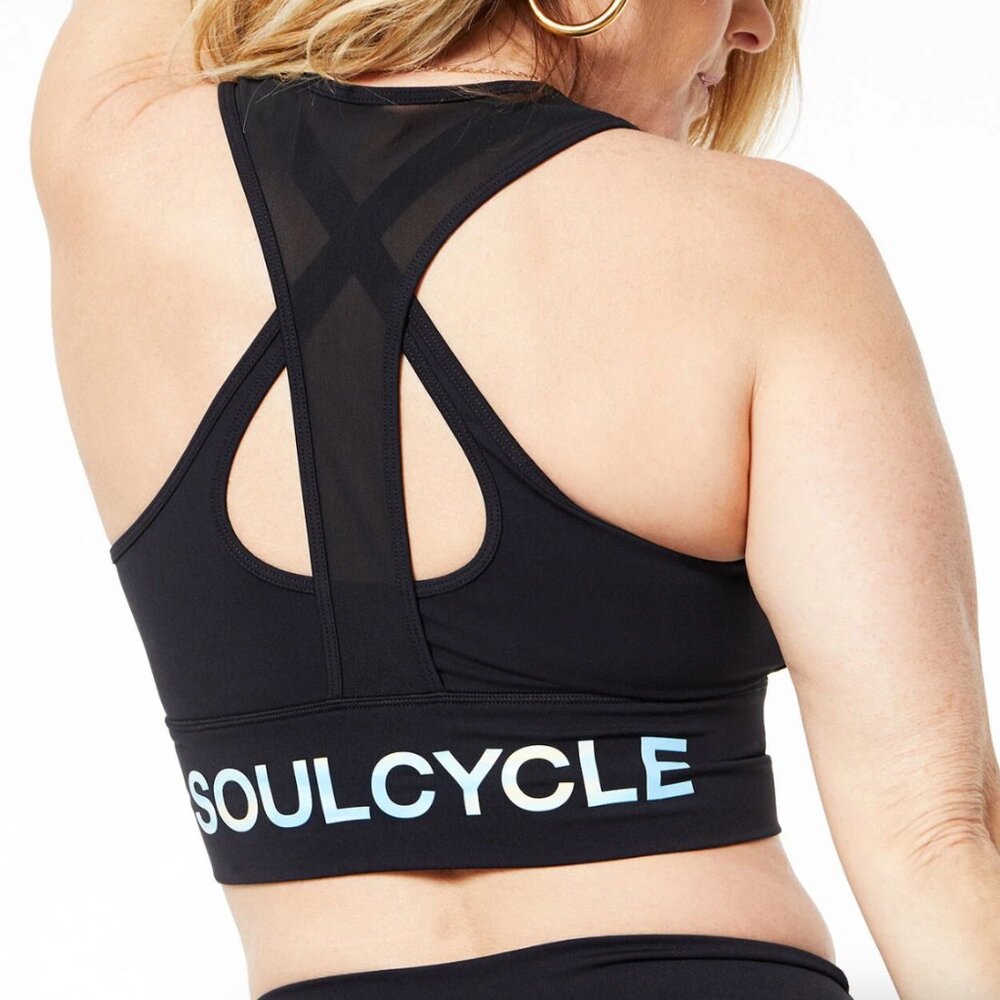 Soul Cycle Evelyn High-Neck Mesh Bra Black NWT Size XS